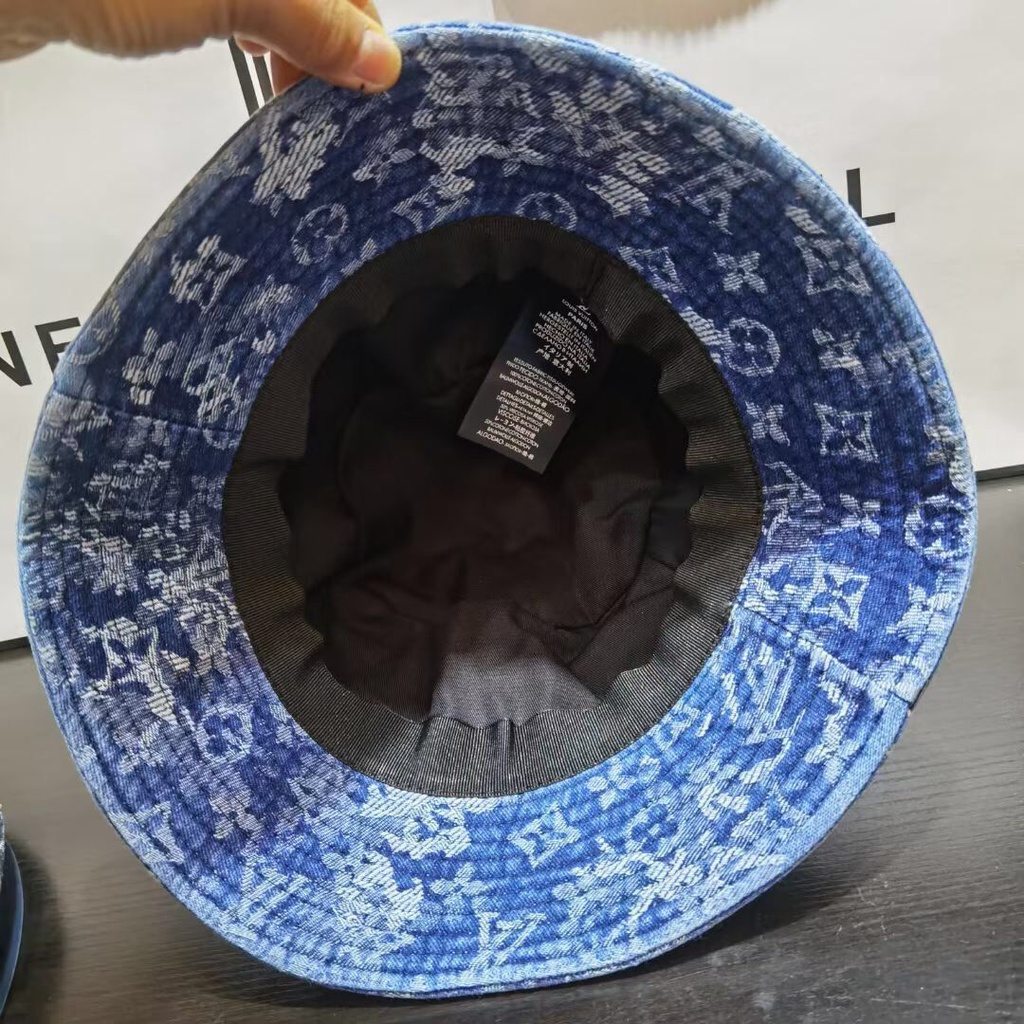 Nón Bucket Chất Liệu Denim In Chữ Lv Thời Trang Cho Nam Nữ