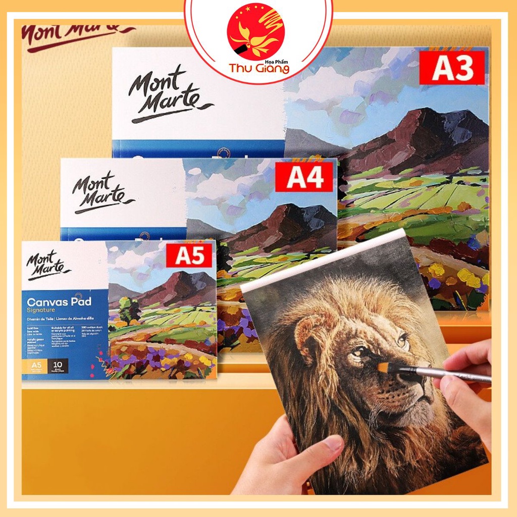 [SIÊU RẺ] Toan dạng sổ Canvas Pad Mont marte size lớn A3-A4-A5 vẽ tranh acrylic sơn dầu