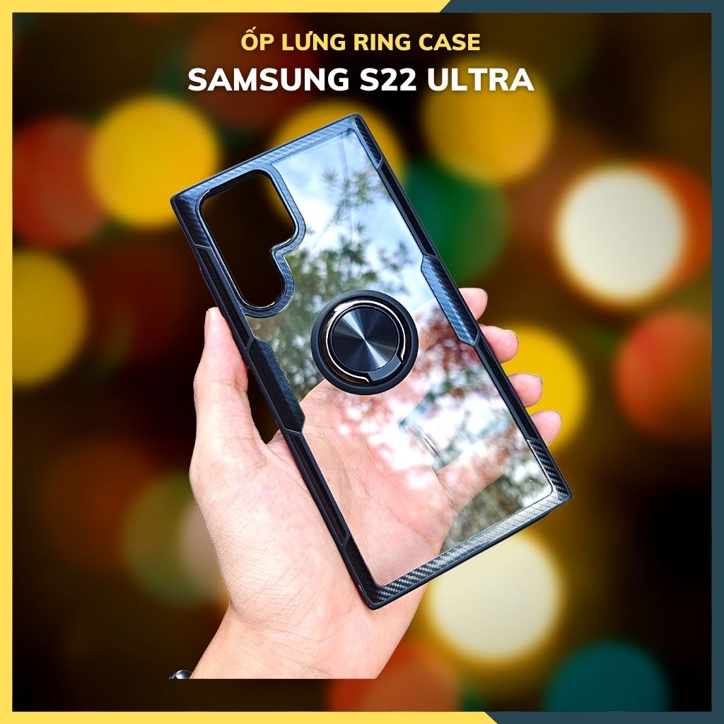 Ốp lưng s22 ultra trong suốt chống sốc RING CASE bảo vệ camera - phụ kiện điện thoại huỳnh tân