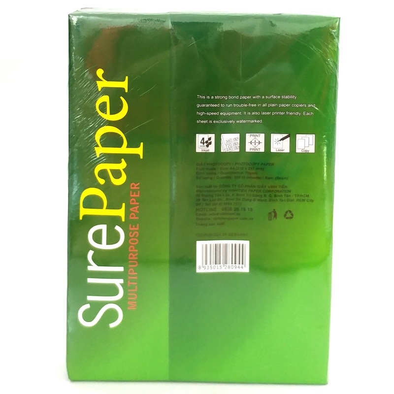 Giấy Photo SurePaper A4 70gsm G09 (500 Tờ)