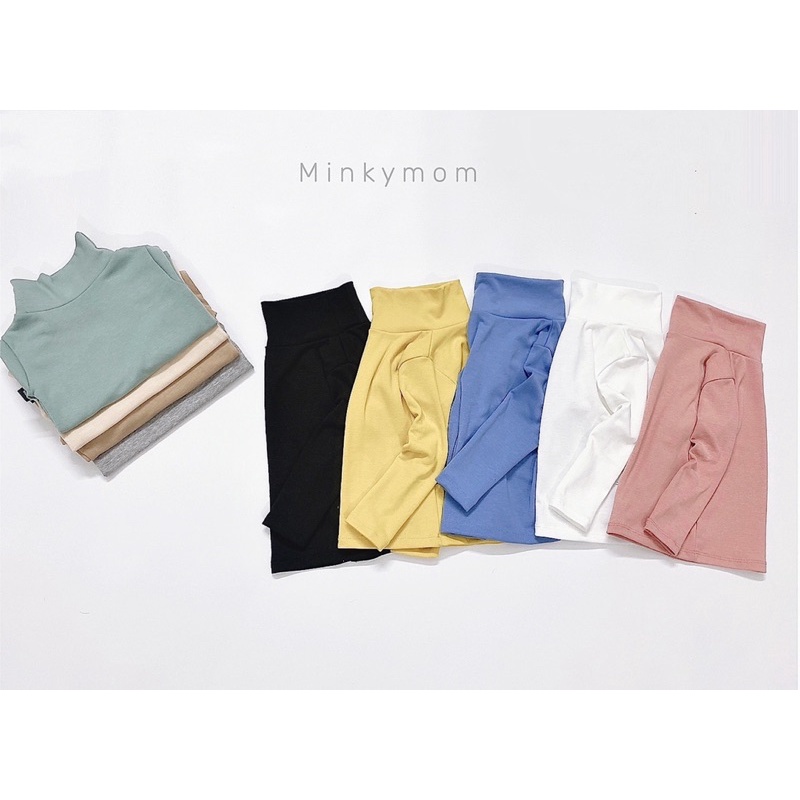 Áo giữ nhiệt cổ cao Minky Mom vải cotton ấm áp