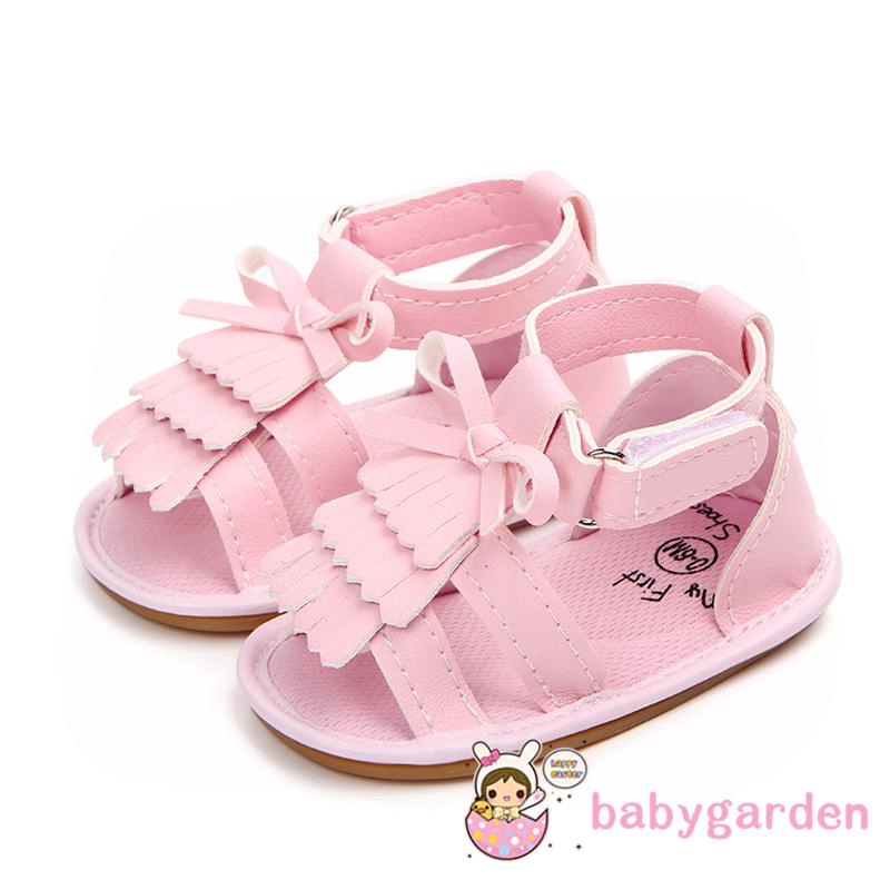 Giày sandal da PU đính nơ dễ thương cho bé gái