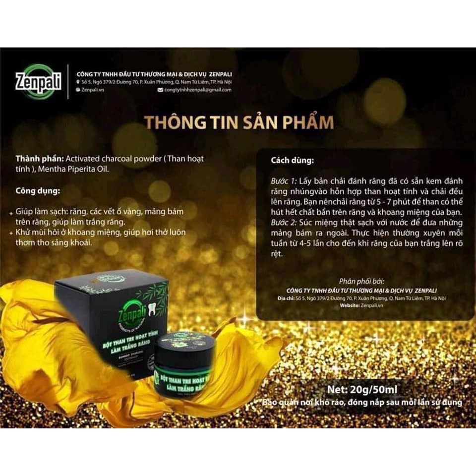 Bột Than tre hoạt tính làm trắng răng Zenpali ( Chính Hãng )