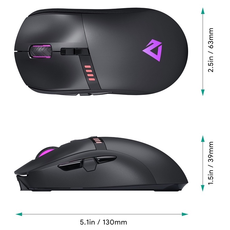 Chuột Game không dây AUKEY GM-F5,2.4GHz 16000 DPI RGB 8 Nút lập trình 2 Trong 1 Cho PC Laptop