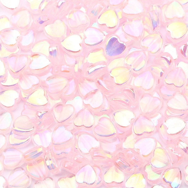 Túi 100 Hạt Xỏ Lỗ Hình Trái Tim 8 * 9mm Nhiều Màu Sắc