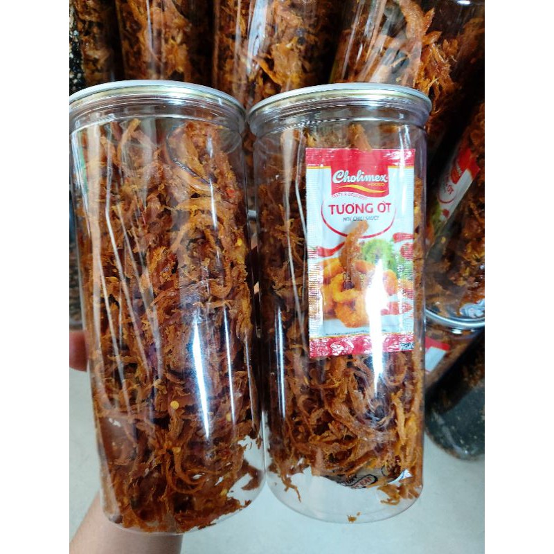 Khô mực xé sợi tẩm gia vị hộp 250gr dai ngọt đậm vị, đồ ăn vặt ngon
