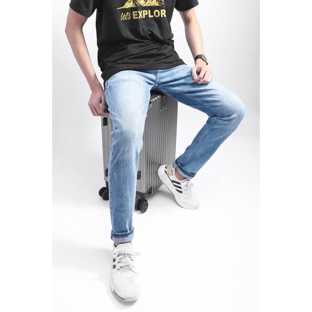 Quần jean nam rách Gấu 194 was cào kiểu vải jeans co dãn, dày dặn form slimfit - 5678