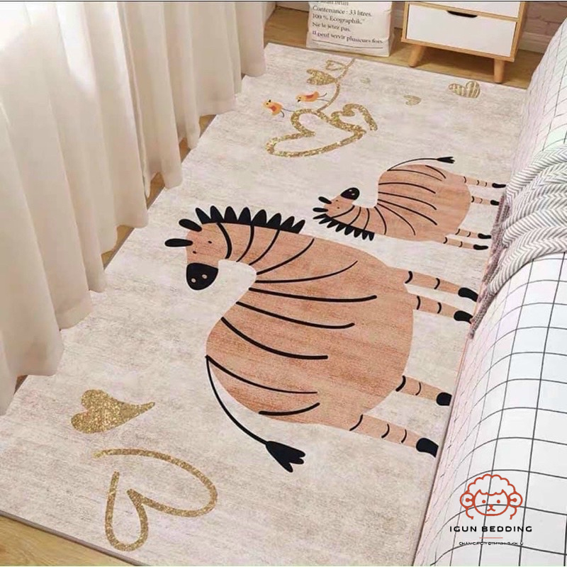 Thảm 3D trải sàn đầu giường IGUN BEDDING trang trí chống trượt dùng phòng khách/ngủ 60x120cm
