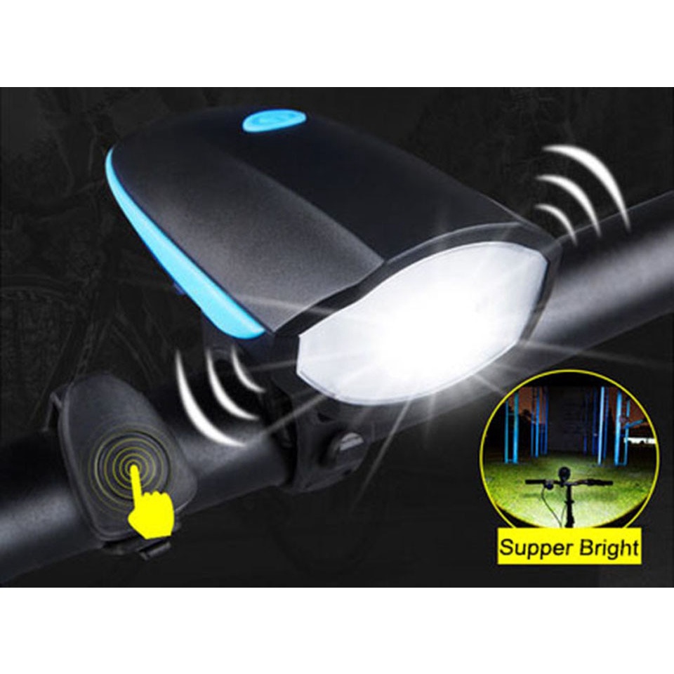 Đèn pin xe đạp cực sáng kèm còi, 120db không thấm nước, sạc USB đa năng cho xe đạp, xe máy