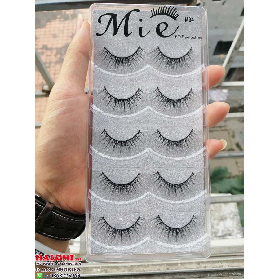 Mi giả tự nhiên 6D Mie 04 5 cặp cao cấp chính hãng HALOMI chuyên dùng cho makeup