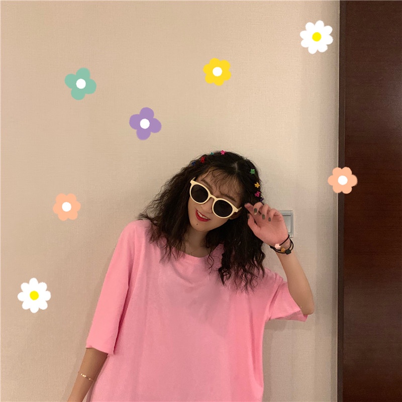 SUXI Áo Thun Tay Ngắn Màu Sắc Đơn Giản Dễ Phối Đồ Thời Trang Mùa Hè Cho Nữ