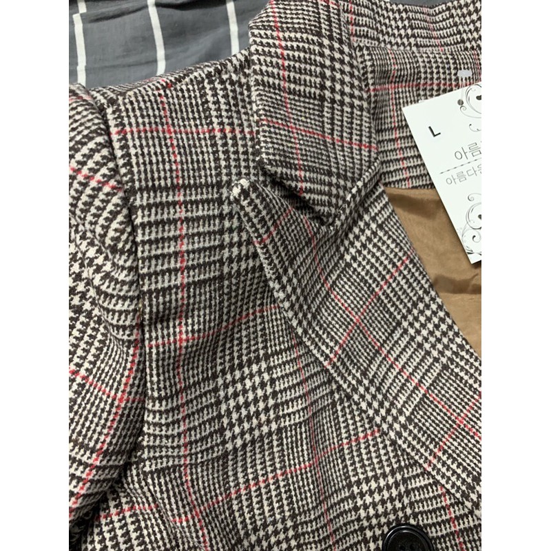 ÁO BLAZER DẠ KẺ NÂU TÂY 2 LỚP DÀY Ê | BigBuy360 - bigbuy360.vn