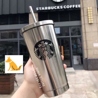 Ly Giữ Nhiệt Starbucks Kèm 5 Món Phụ Kiện - Ly Starbucks Silver
