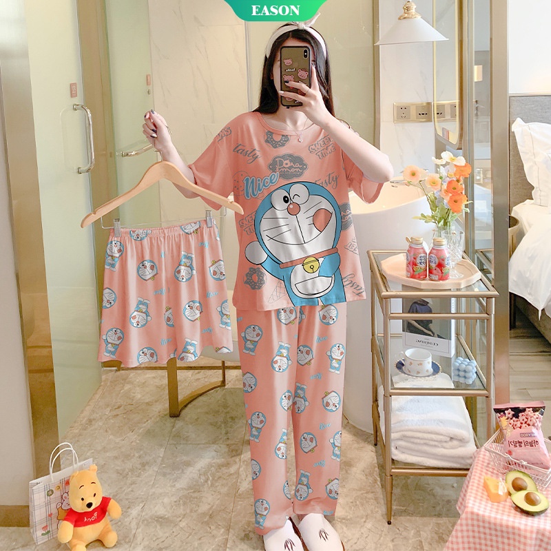 Bộ Đồ Ngủ Pijama In Hình Doraemon/Crayon/Maruko 2022 Thời Trang Cho Nữ-BX3843