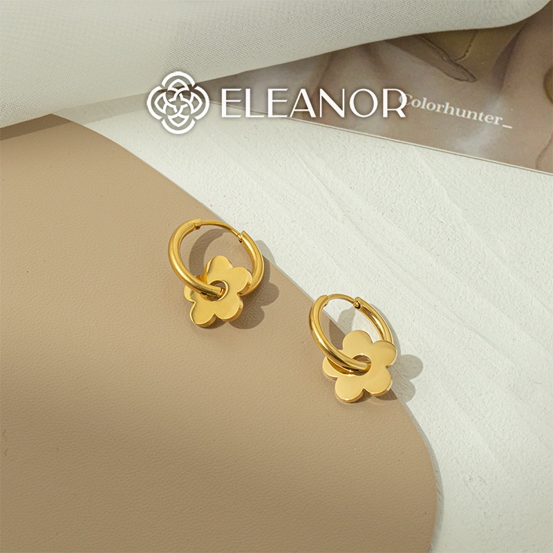 Bông tai nữ chuôi bạc 925 Eleanor Accessories hình tròn hình bông hoa phụ kiện trang sức 4480