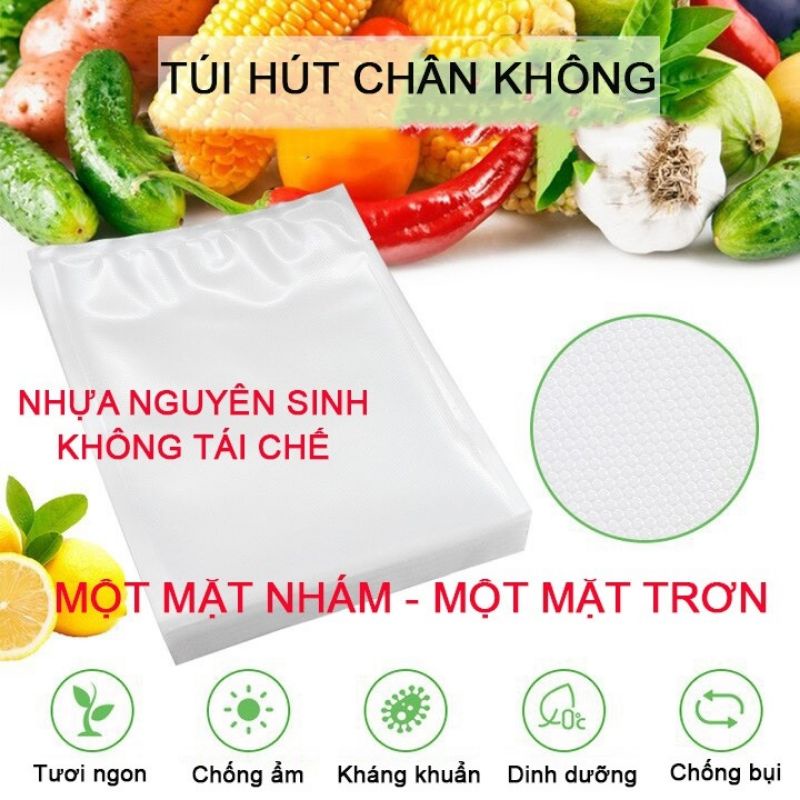 (Siêu rẻ) Túi hút chân không 1 mặt nhám 1 mặt trơn size 20×25cm hàng chất lượng tốt sét 100 túi