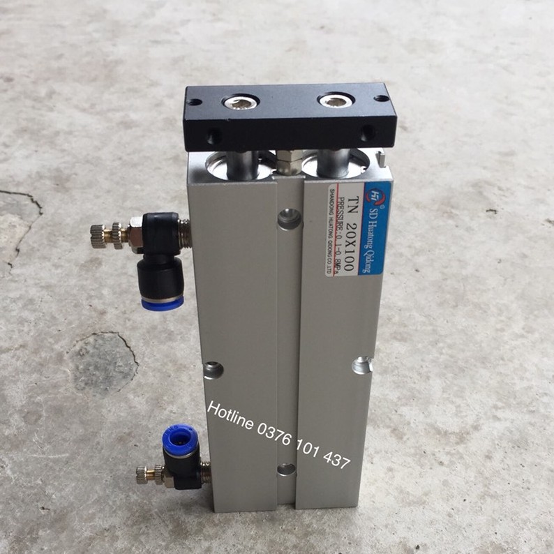 Xi lanh khí nén 2 ty TN 20X100, xi lanh kẹp phôi máy cắt nhôm TN 20X100, xi lanh khí nén TN 20x100, ben hơi ben khí