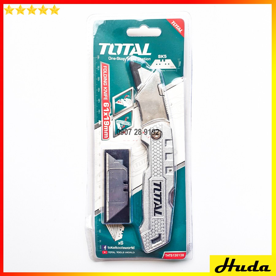 Dụng Cụ Dao Rọc Giấy Xếp Tặng 6 Lưỡi Dao SK5 Total Ingco POI