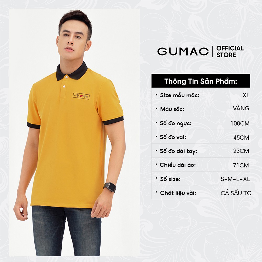 [Mã WABRGD12 giảm 10% đơn 250K] Áo thun nam polo thêu trái tim GUMAC tay ngắn thun cá sấu ATNB5101 | BigBuy360 - bigbuy360.vn