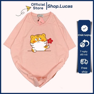 Áo thun nam nữ unisex áo phông tết con cọp, con hổ - mẫu cọp cầm hoa - shop.lucas