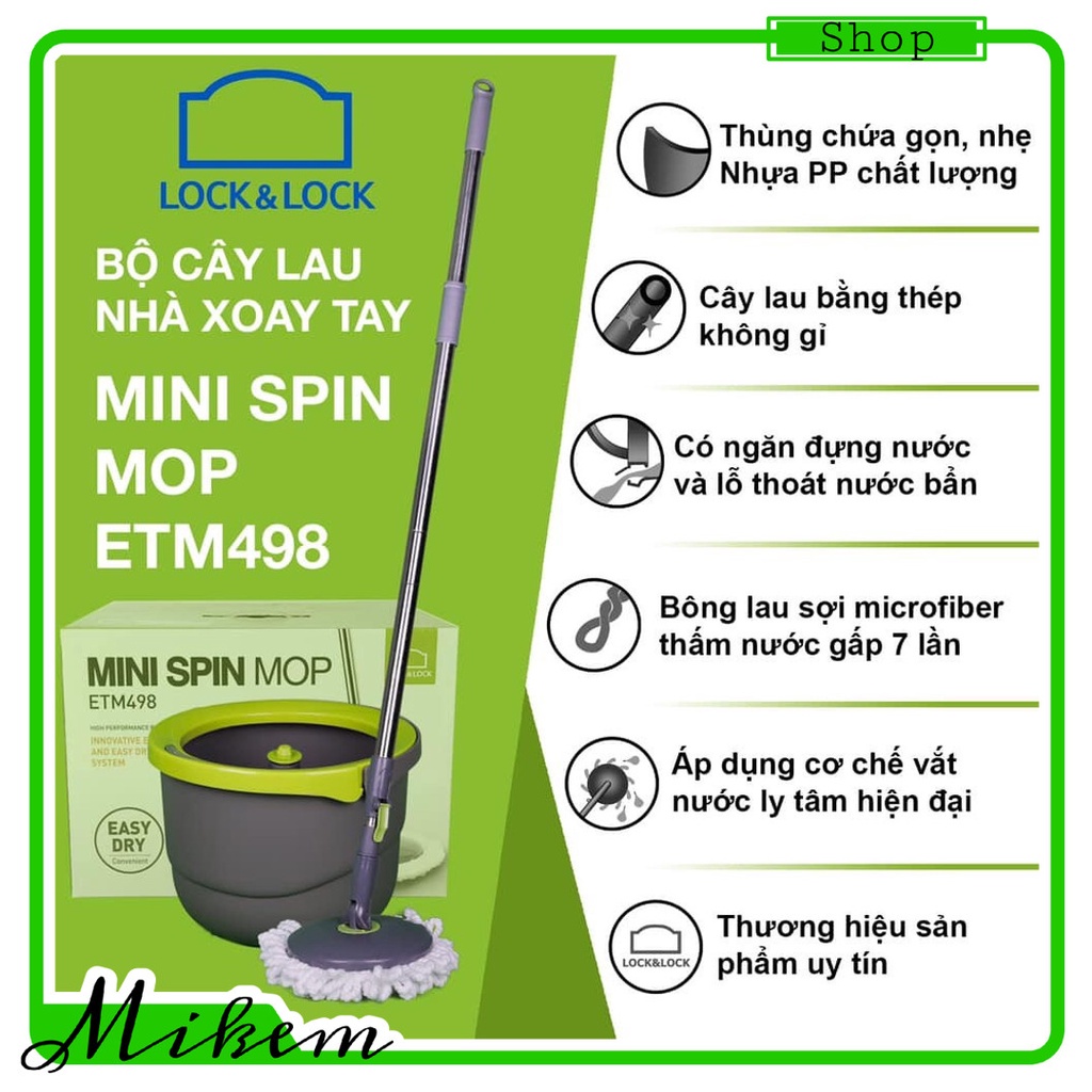 [HCM] Bộ Cây Lau Nhà MiNi ETTom ETM498 Cao Cấp - Kèm 2 Bông Lau - Chất Lượng Tuyệt Hảo từ thương hiệu Uy Tín