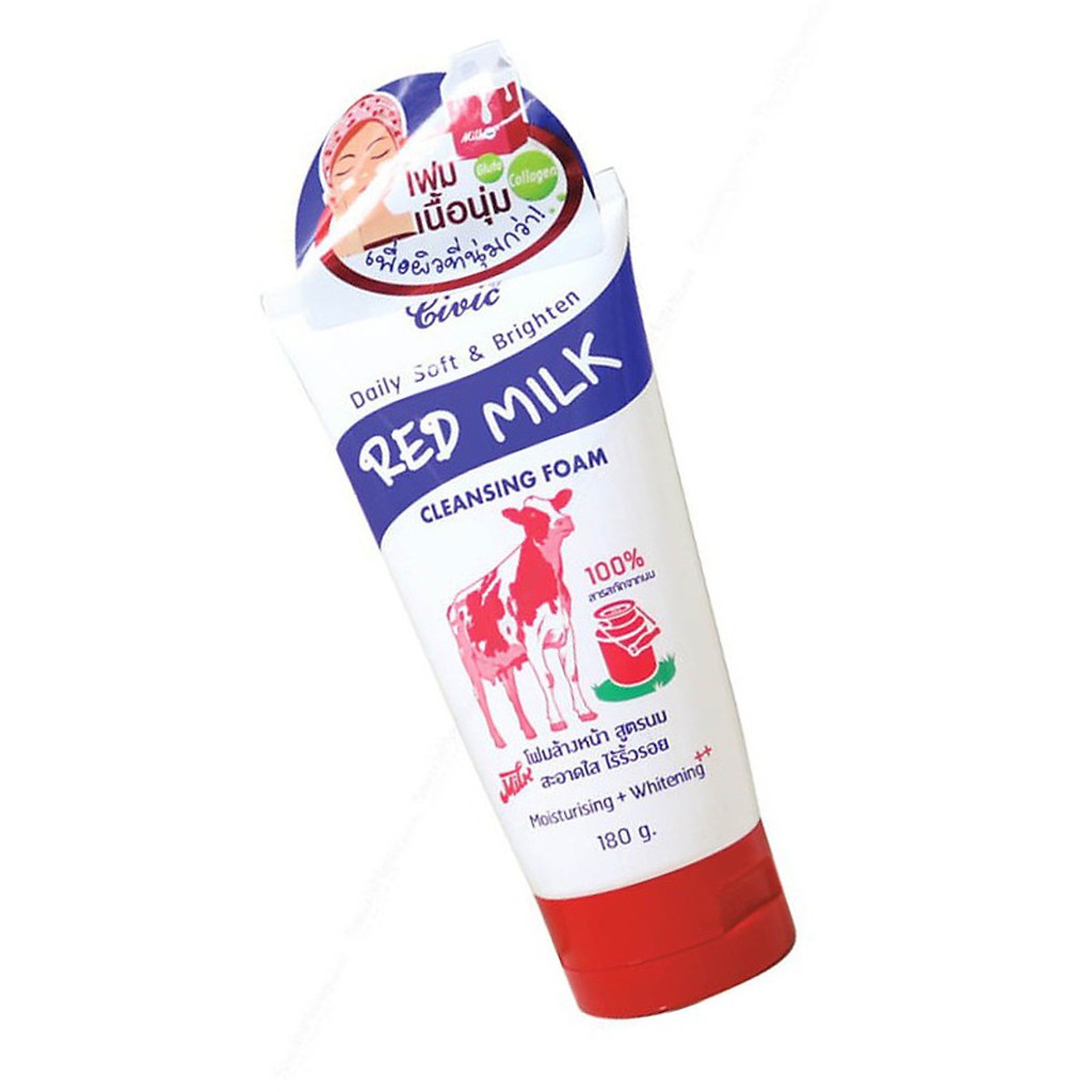 Sữa rửa mặt Red Milk Con Bò Đỏ 180gr - [Hàng nhập khẩu Thái Lan]