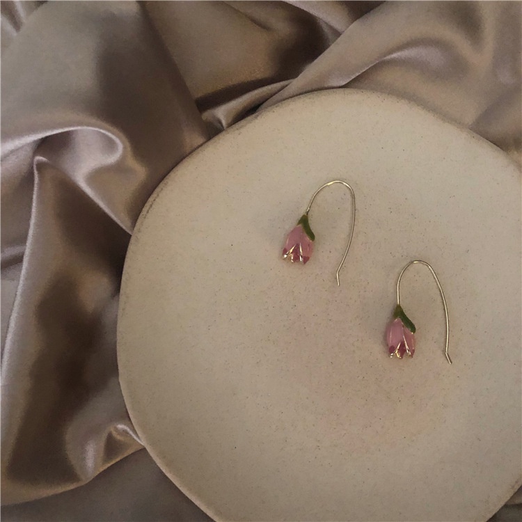 Bông Tai Hình Hoa Tulip Đơn Giản Dễ Phối Đồ Phong Cách Nhật Hàn