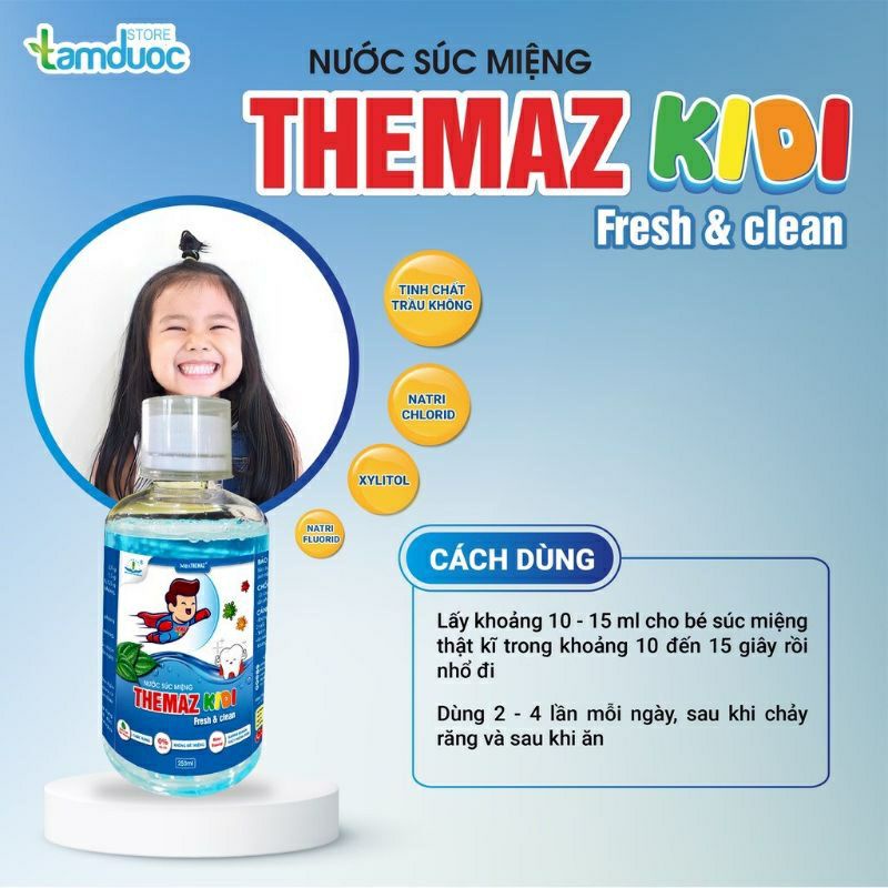 (AN PHƯỚC PHARMA)Nước Súc Miệng Cho Bé Themaz Kidi Fresh &amp; Clean