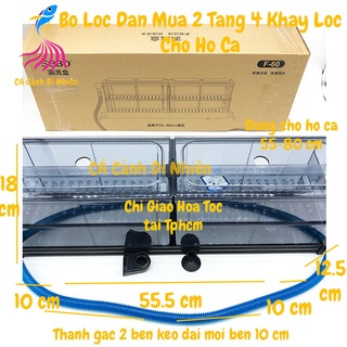 Bộ lọc dàn mưa 2 tầng 4 khay lọc SOBO F-60 bằng Mica cho hồ cá 55 - 80 cm