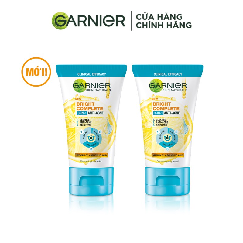 [Mã FMCGMALL -8% đơn 250K] Bộ 2 sữa rửa mặt 3-trong-1 giảm mụn & sáng da Garnier Bright Complete Anti-Acne Foam | BigBuy360 - bigbuy360.vn