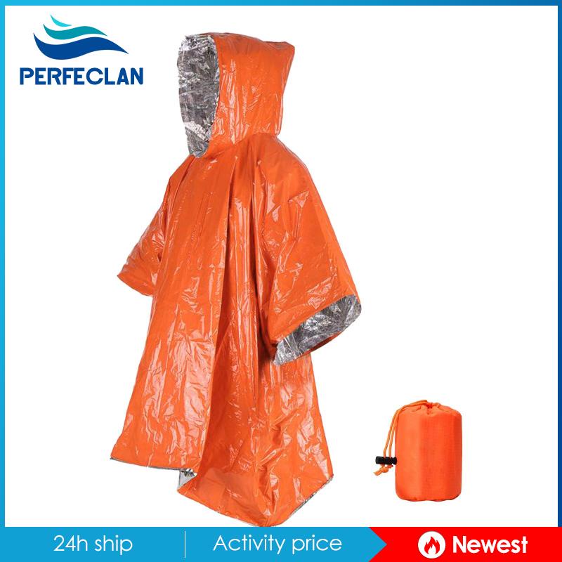 Chăn Poncho Giữ Nhiệt Khẩn Cấp Màu Cam / Bạc