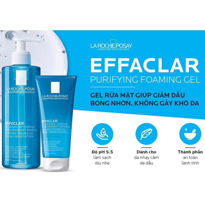 Sữa Rửa Mặt Dạng Gel Cho Da Dầu Mụn La Roche Posay Effaclar Purifying Foaming Gel For Oily Sensitive Skin 400ml