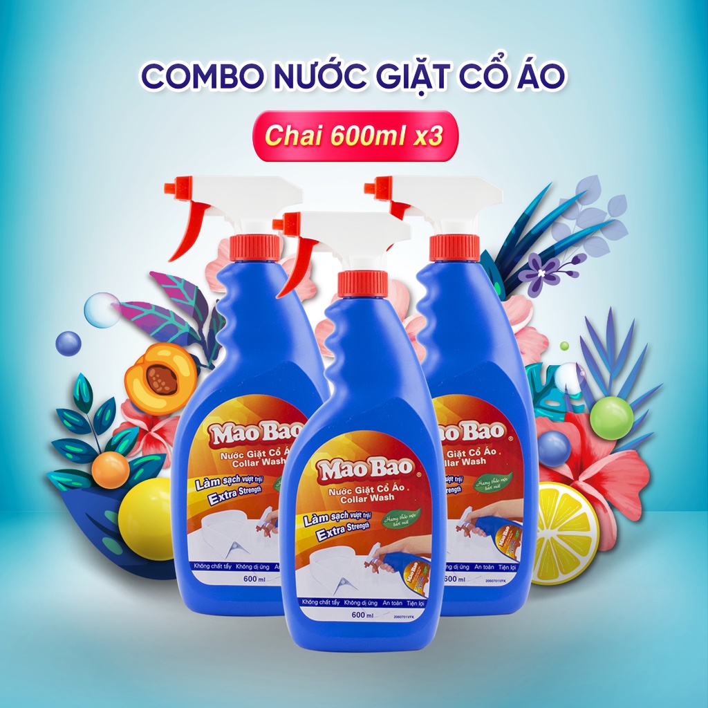 Combo 3 Chai Nước Giặt Cổ Áo Mao Bao 600ml chai hương thảo mộc