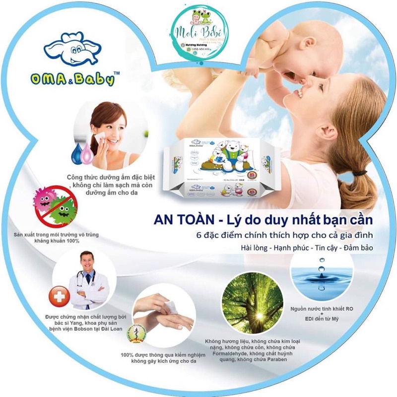 KHĂN ƯỚT OMA BABY x4 lần dưỡng ẩm. COMBO SIÊU RẺ có video quay thật