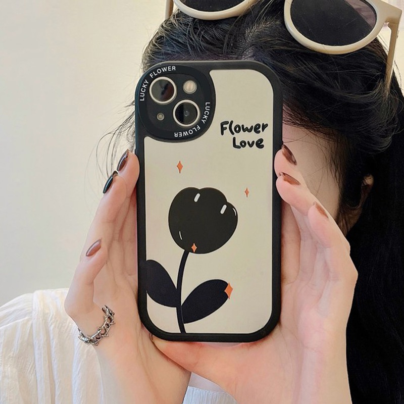 Ốp lưng hoa Tulip trắng khá trắng IP IPhone 11 12 13 Pro Max 6 6S 7 8 + Plus X XR SE 2020 XS Max Bảo vệ máy ảnh Vỏ bọc cho nữ Thời trang nữ Hoa Hà Lan