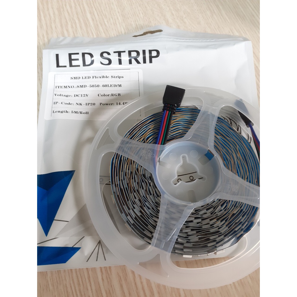 Led dây dán 5 mét 300 bóng led 12V, bóng led 5050 RGB đa sắc, trắng, vàng , dây led trang trí đủ màu