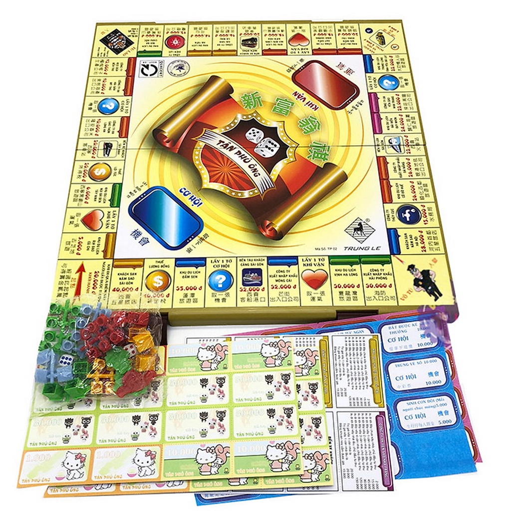 Bộ cờ Tỷ Phú có bàn gập bản tiếng Việt size to 42x42cm
