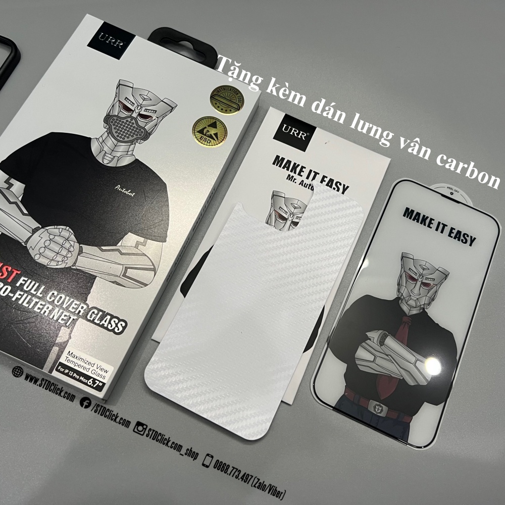 KÍNH CƯỜNG LỰC IPHONE 13 - 13 PRO - 13 PRO MAX URR AUTOBOT ANTI DUST CÓ MÀNG LOA CHÍNH HÃNG