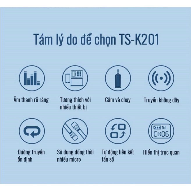 [Hàng chính hãng] Mic không dây karaoke TAKSTAR TS-K201, Công nghệ không dây UHF, Micro không dây đa năng, BẢO HÀNH 1 NĂ