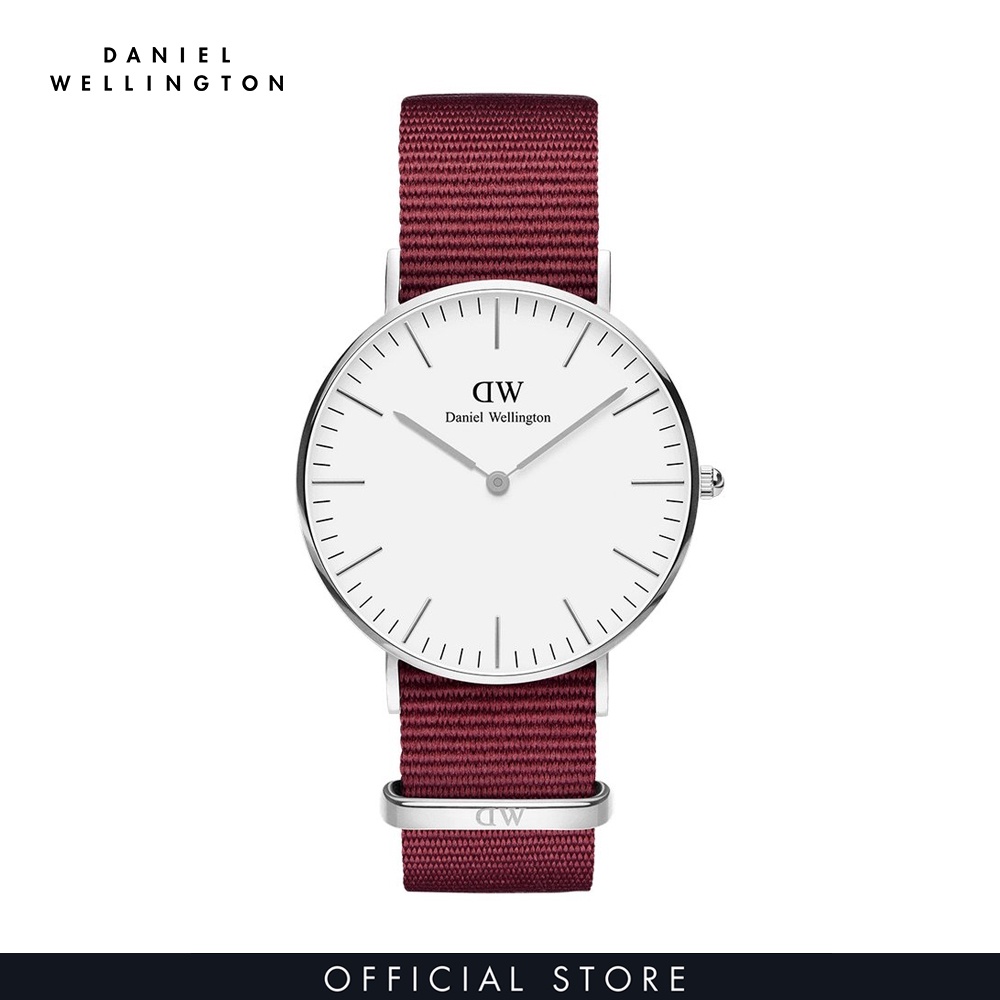 Đồng hồ Nam, Nữ Daniel Wellington dây vải nato - Classic Roselyn mặt trắng - vỏ bạc