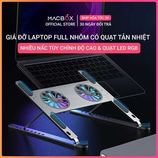 Giá Đỡ Laptop, Macbook, IPAD Kèm Quạt Tản Nhiệt Led RGB 8 Mức Chỉnh Độ Cao, Đế Tản Nhiệt Laptop, Đế Kê Laptop Nhôm P11F