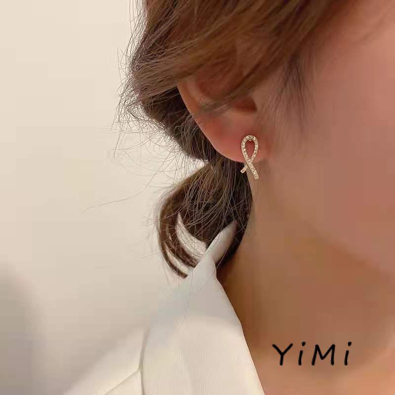 Bông Tai Hình Chữ Thập Đính Kim Cương Nhỏ Đơn Giản Cá Tính Dành Cho Nữ