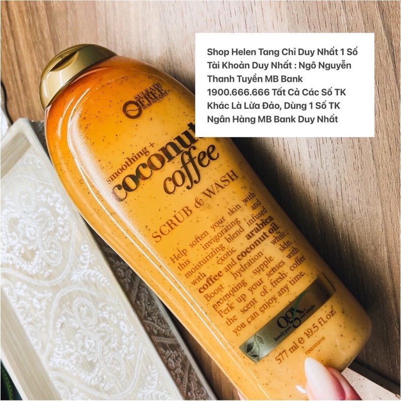 SỮA TẮM OGX BODY SCRUB WASH SULFATE FREE TẨY TẾ BÀO CHẾT DƯỠNG DA TRẮNG MỊN 577ML /Giao mùi ngẫn nhiên