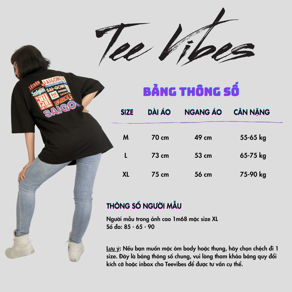 Áo Thun Unisex nam nữ TeeVibes phông tay lỡ form rộng tee oversize - saigonese TV003