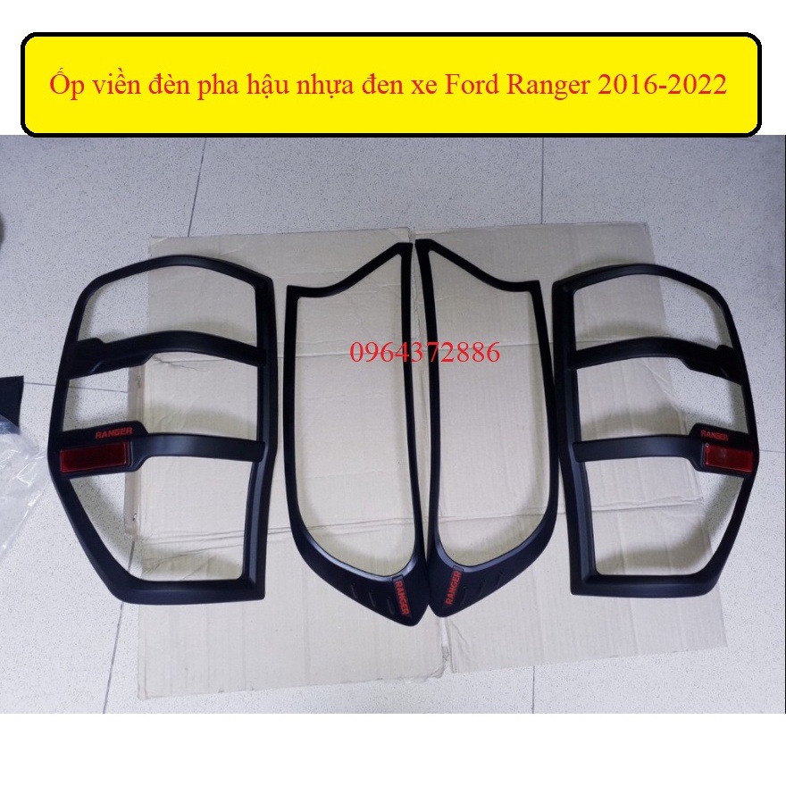 Ốp viền đèn pha, hậu xe Ford Ranger 2016 - 2020 nhựa đen cao cấp
