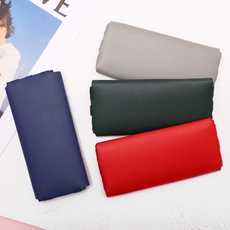 Túi Đựng Mỹ Phẩm / Mắt Kính Bằng PU Mềm Màu Trơn Đa Năng Phong Cách Cổ Điển Thời Trang Cho Nam Và Nữ