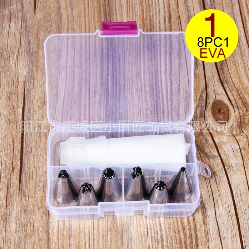 Bộ 6 đui bắt hoa trang trí bánh sinh nhật cơ bản kèm túi bắt kem silicon KJ6PC