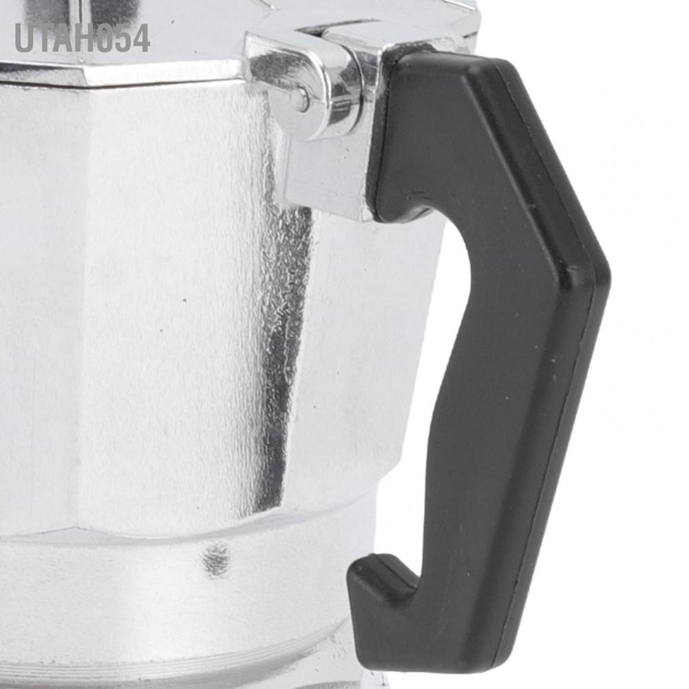 Utah054 Moka Pot 150ml nhôm bát giác gia dụng Sưởi ấm phong cách mộc mạc Bạc cắm trại pha cà phê cho văn phòng