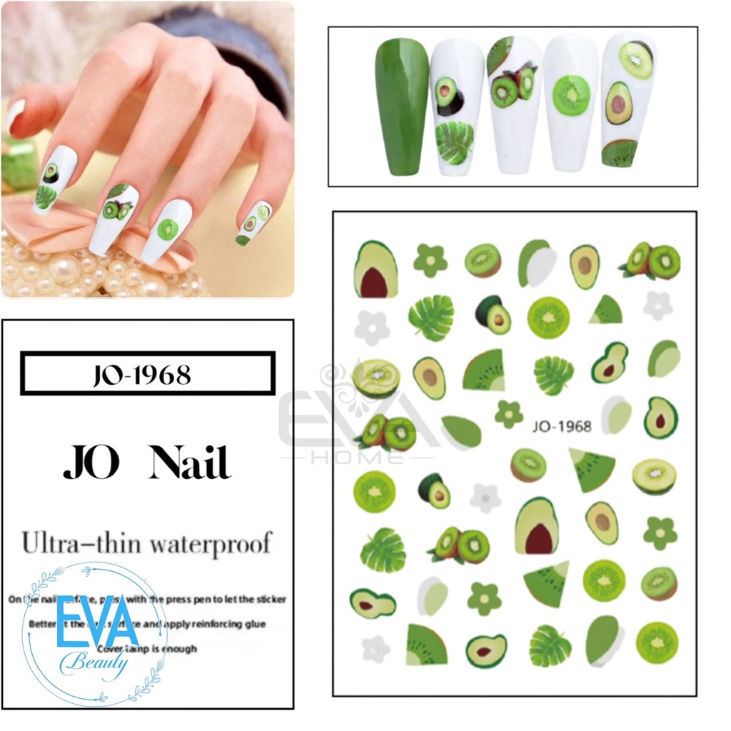 STICKER Decal Dán Móng Chống Nước Joyful Nails  Hoạ Tiết Tone Màu Lá Cây Trái Bơ Kiwi & Avocado Nail Art Sticker JO1968