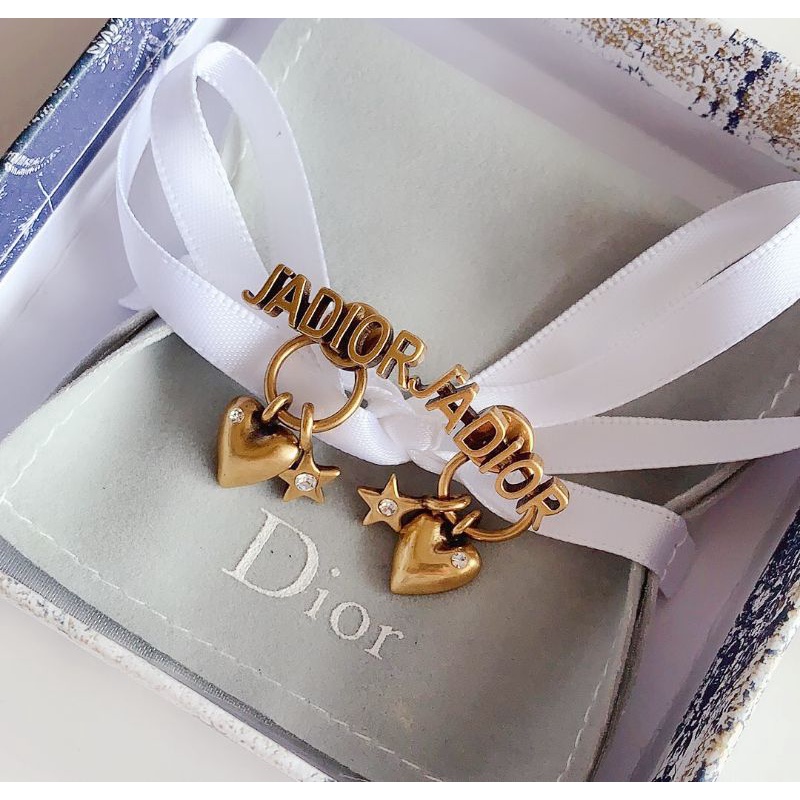 Dior New Brass JADIOR Letters Classical Hearts Love Earrings